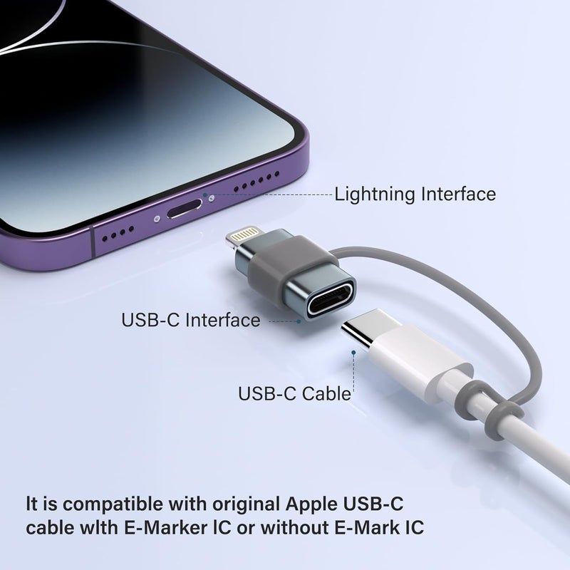Thousover USB C Type C to Lightning Adapter （4 Pack） 1.8-2.2A 15W Fast Charging Support Data Sync,Lightning to USB Type C Cable Adapter for iPhone/iPad/for Airpods,with Anti-Lost Loop,Not for Audio/OTG, Gray - Image 4